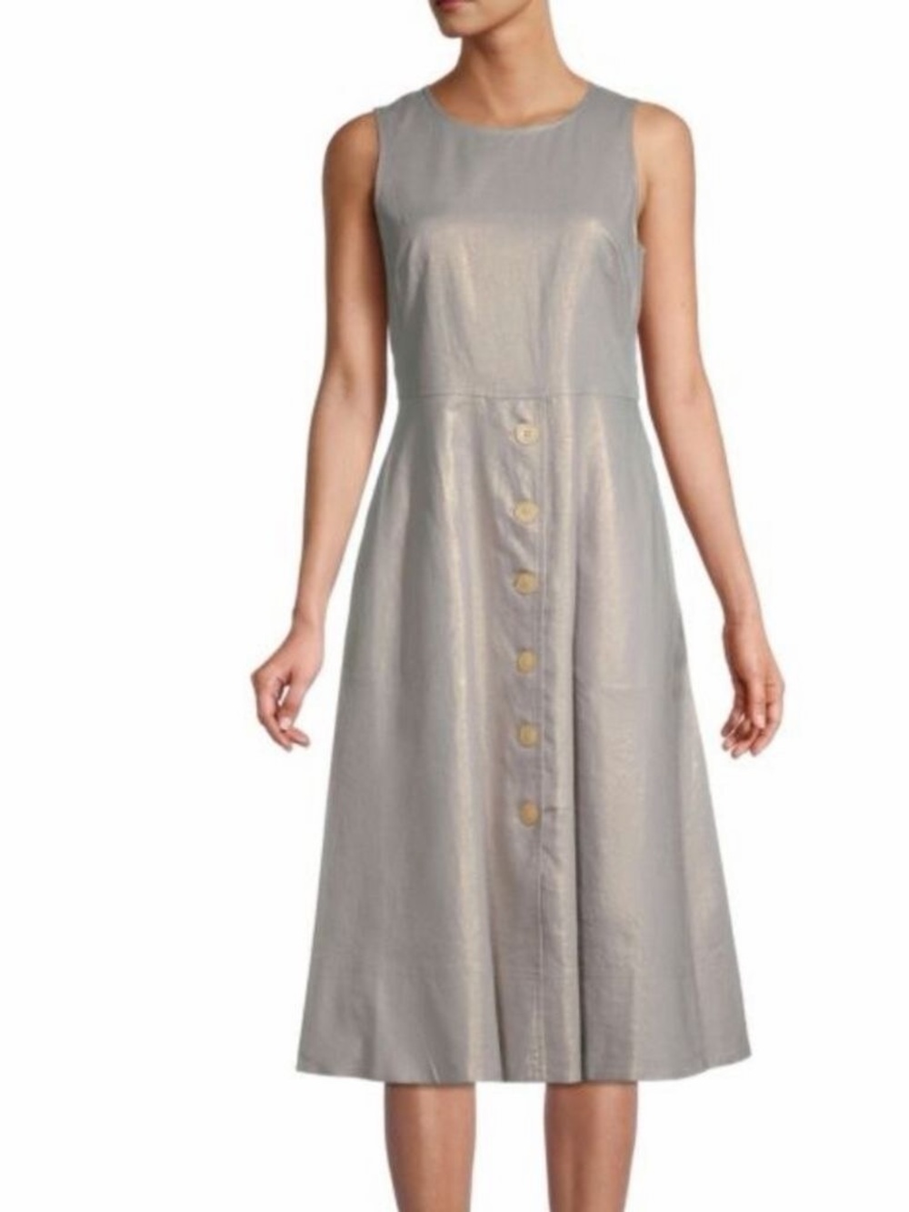 NWT Donna Karan Metallic Linen Blend Mini Dress